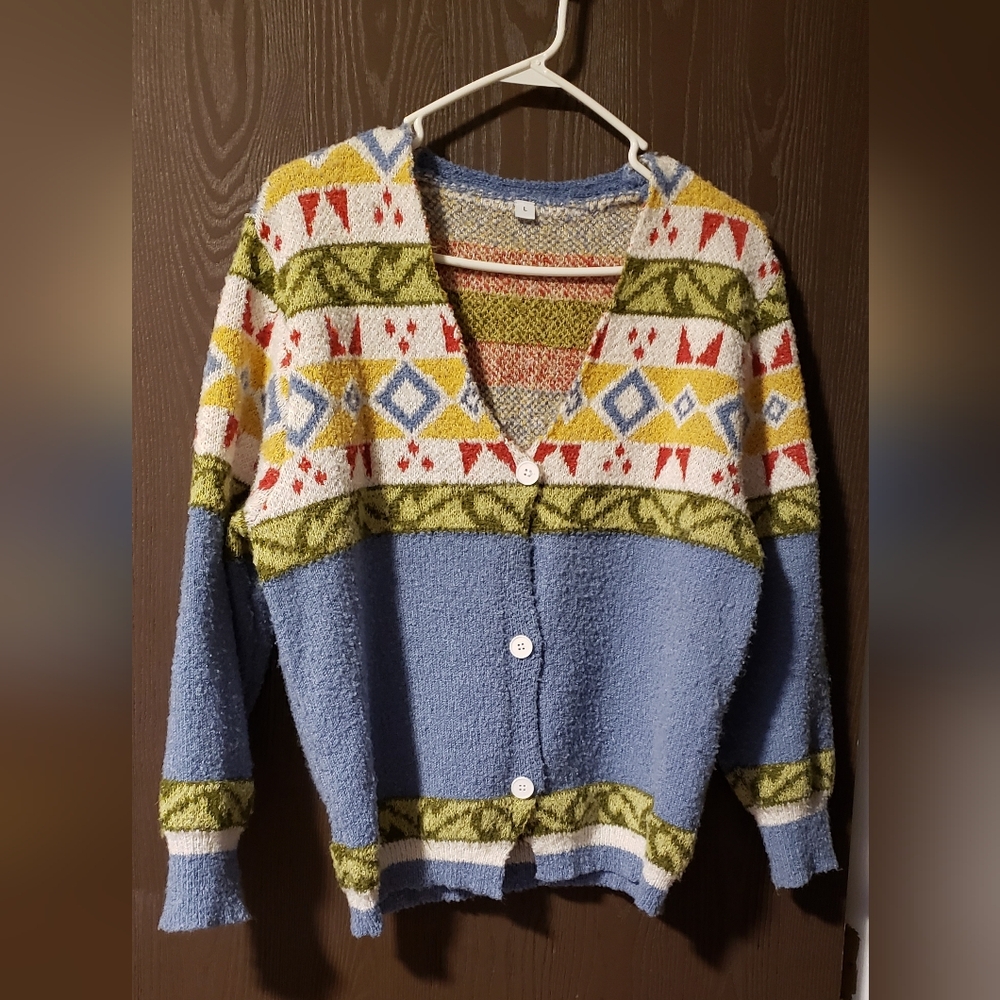 Unbranded Geometric Patterned Women's Cardigan Size L